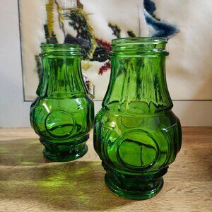 Wheaton Glass Bullseye Pattern Green Jars